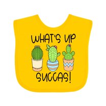 Inktastic What's Up Succas Funny Cacti Plants Boys or Girls Baby Bib
