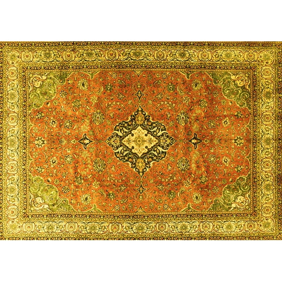 Ahgly Company Indoor Rectangle Persian Yellow Traditional Area Rugs, 2' x 4'