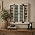 thumbnail image 3 of DecMode Beige Wooden Window Shutter Scroll Wall Decor with Metal Scrollwork Relief, 3 of 14