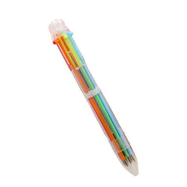 Cateissary Bolígrafo multicolor de plástico 6 en 1 de punta fina, retráctil, fácil de sostener, Gel novedoso, suministros de oficina, registro Suministros de escritura y corrección