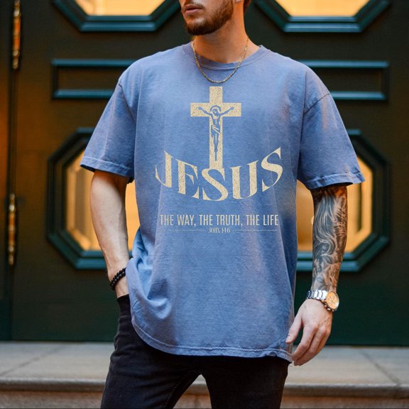 Jesus Christian T-Shirt – The Way, The Truth, The Life Cross Tee for Men & Women. Perfect for church, worship, everyday wear, or sharing your faith.