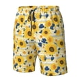 thumbnail image 4 of Fuzoiu Navy Blue Leaf Sunflower Print Men's Beach Shorts,Men's Swim Trunks,Quick Dry Board Shorts with Pockets,Men's Bathing Suits for Surfing, Running, and Casual Wear-X-Large, 4 of 6