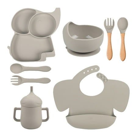 

Baby Tableware Set Cartoon Elephant Toddler Eating Tableware Non-slip Dinnerware