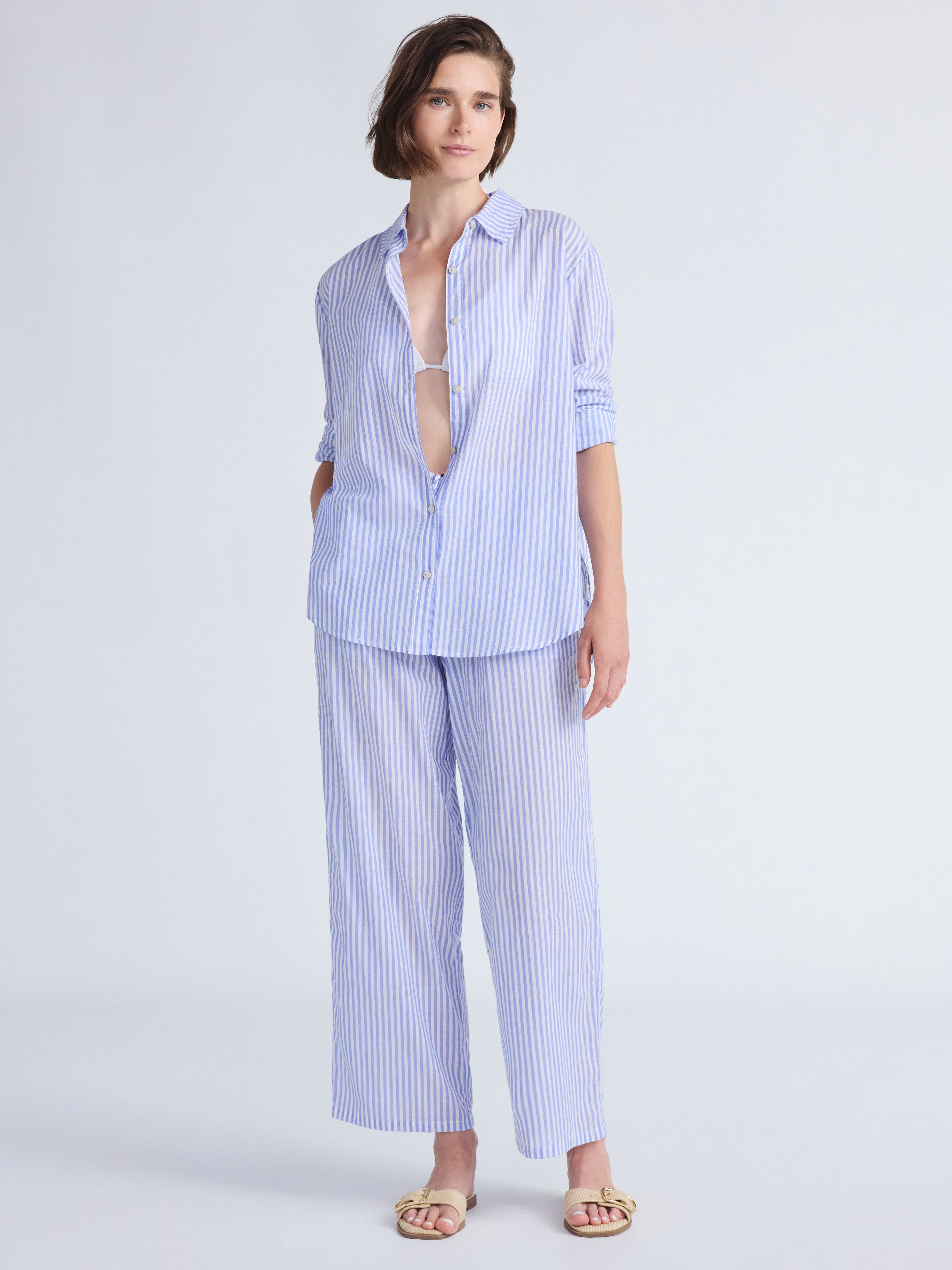 Free Assembly Women's Striped Cotton Coverup Pants, Sizes XXS-XXL