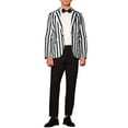 thumbnail image 2 of INSPIRE CHIC Men's Blazers Striped Pattern One Button Notach Lapel Collar Coat 2XL Black White, 2 of 6