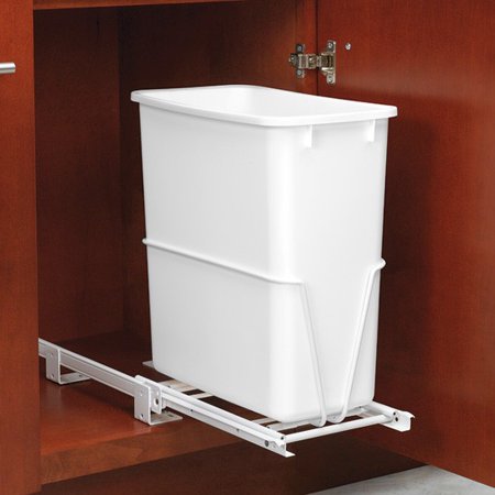 Out Waste Bin Rev-A-Shelf - RV-814PB - Single 20 Qt. Pull-Out White Waste Container with Adjustable Frame ()