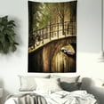 thumbnail image 3 of Landscape Tapestry, Romantic Bridge Over Canal Amsterdam Netherlands European Famous Northern City Photo, Wall Hanging for Bedroom Living Room Dorm Decor, 40W X 60L Inches, Cream, by Ambesonne, 3 of 5