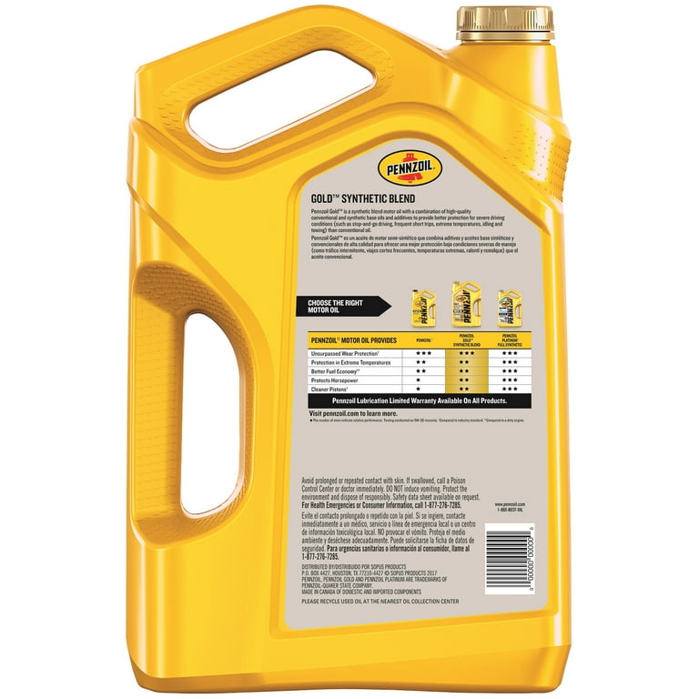 Pennzoil Gold 0W-20 Synthetic Blend Motor Oil, 5 Quart Pennzoil Gold 0W-20 Synthetic Blend Motor Oil, 5 Quart