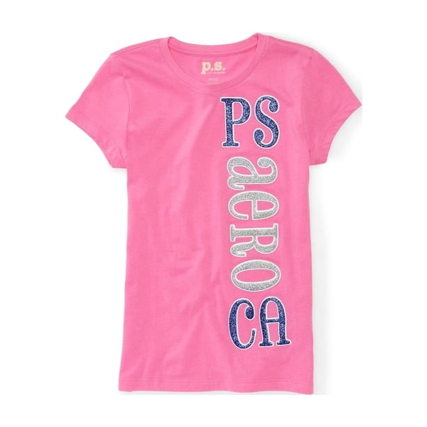 Aeropostale Girls Glitter Logo Camiseta gráfica, rosa, 4