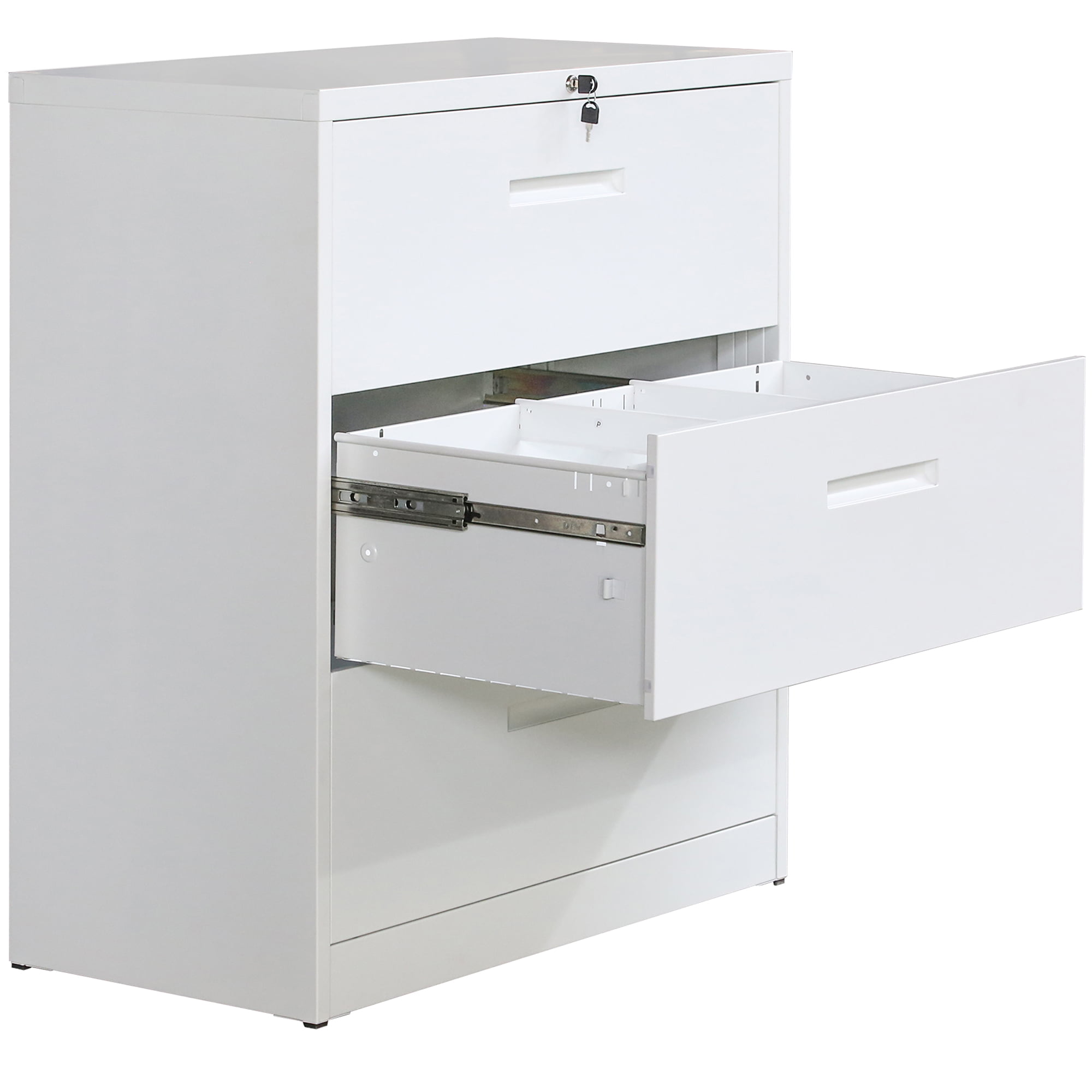 Office Drawer with Lock,Filing Cabinet A4 Locking File Cabinet 3 Drawers Metal 