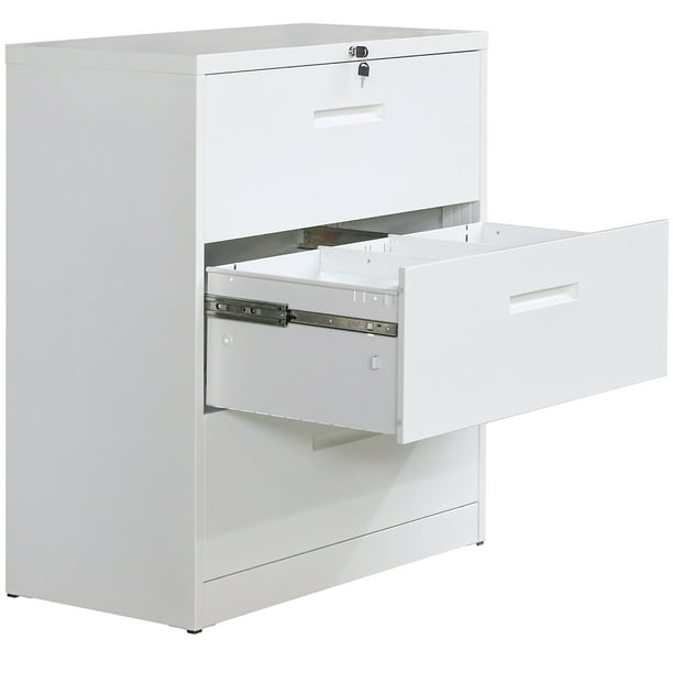 White Locking File Cabinets, White Lateral File Cabinet With Wheels