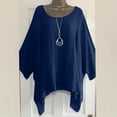 thumbnail image 5 of MSJUHEG Womens Tops Oversized Sweatshirt For Women Womens Ladies Casual Plus Size Loose Cotton-Linen Solid Color Tops Shirt Blouse Sweatshirt For Women Dark Blue Xxxxxl, 5 of 6