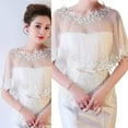thumbnail image 2 of Bride Shawl Wedding Veil Elegant Embroidery Flower Shawl Bridal Shoulder Wrap, 2 of 10