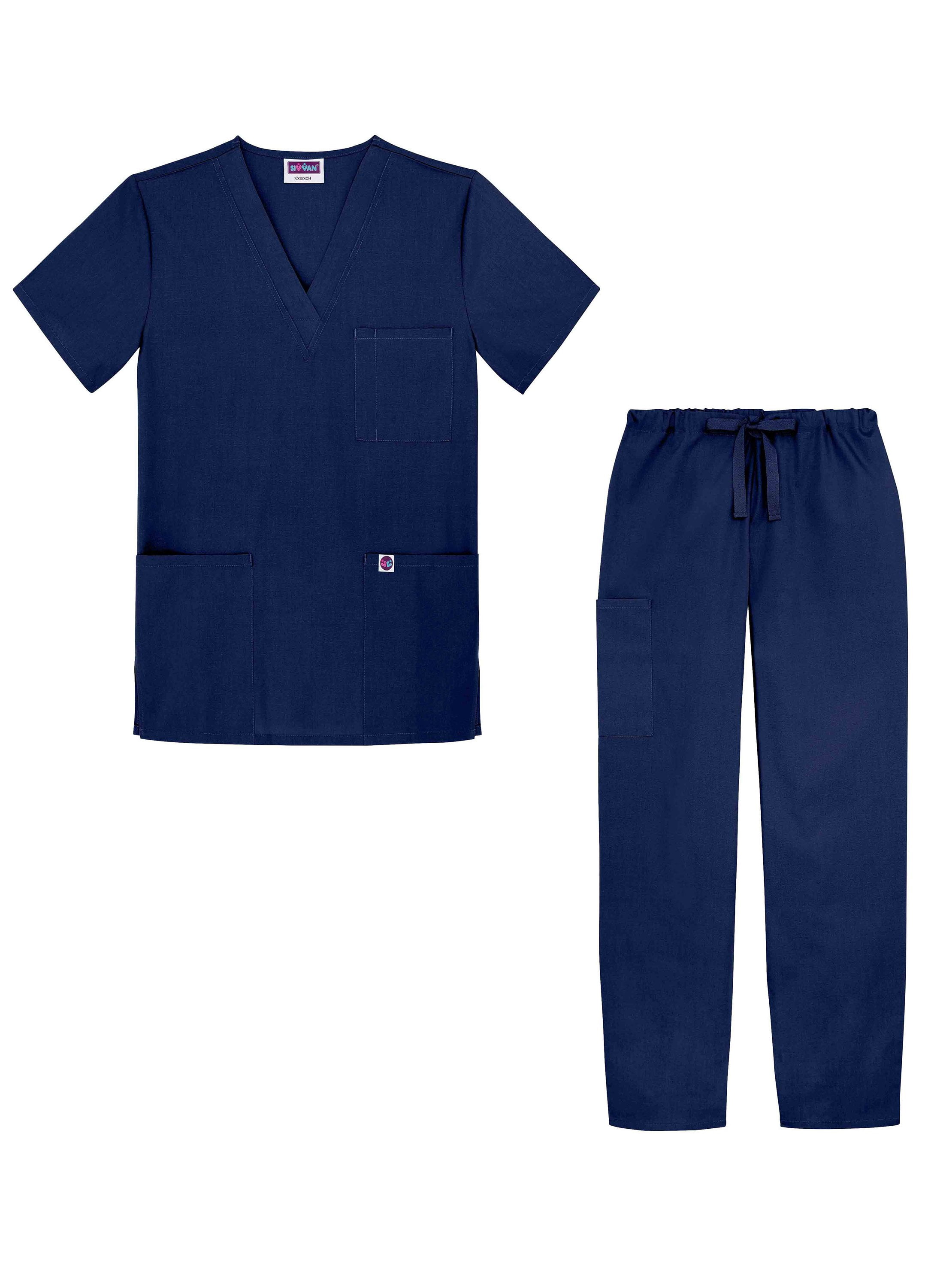 Set Scrub Unisex Sivvan Classico Antracite &ndash; Top Con Scollo A V E Pantaloni Con Coulisse
