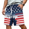 thumbnail image 2 of JULMCOMO 4th of July Men's Shorts Drawstring Patriotic Loose Stars Stripes Summer Shorts for 1776 with Pockets Red XL, 2 of 6