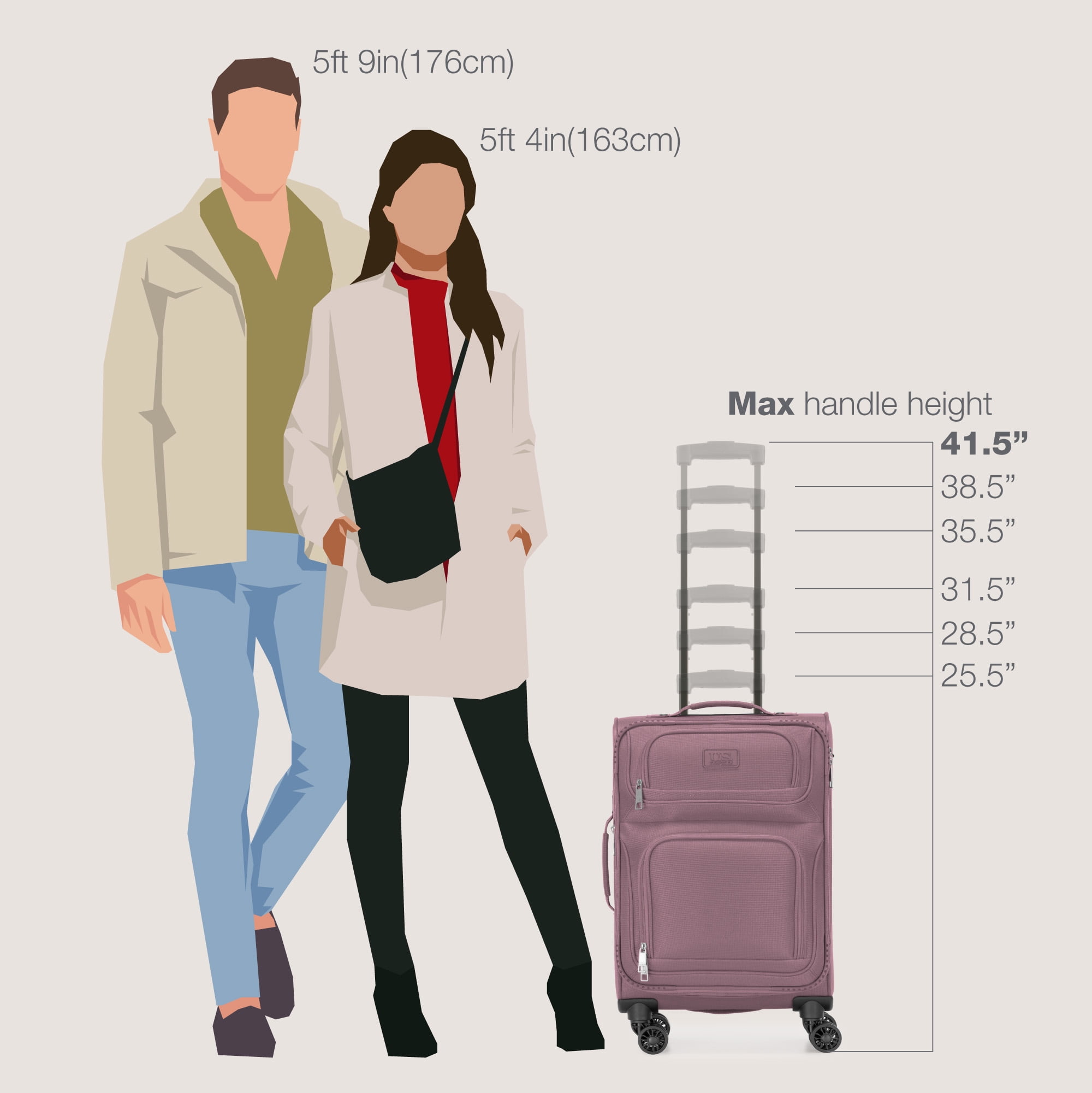 U.S. Traveler Rio 2-Piece Expandable Softside Carry-on Luggage Set - Spinner Wheels, TSA-Approved, Tote Bag, Lightweight Travel Suitcase, Mauve (22/14)