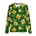 thumbnail image 3 of Blusas y camisas de manga larga con cuello redondo y estampado de San Patricio para niños, blusa informal de manga larga con cuello redondo, blusa de poliéster para niñas, 3 of 4