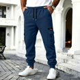 thumbnail image 5 of MXALUOB Men's Cargo Joggers Elastic Waist Drawstring Utility Winter Pants Solid Color Cinch Bottom Casual Trousers with Multi Pockets, 5 of 6