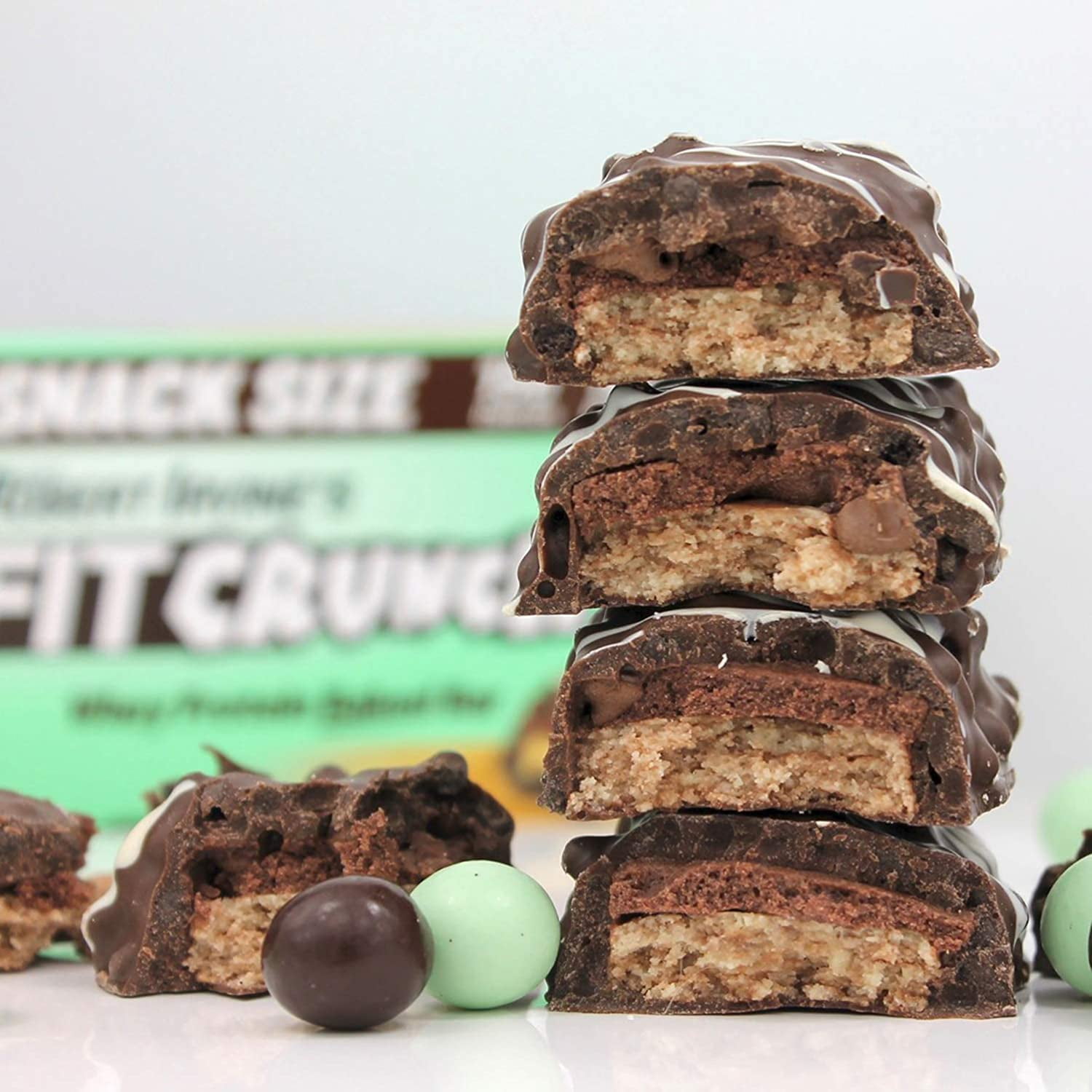 Fit Crunch Snack Sized Protein Bars 46g (9 Count, Mint Chocolate Chip)