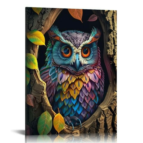 ONETECH Cartoon Animal Wall Art Pictures Colorful Owl Canvas Print Art Paintings Poster Artwork For Wall Décor Office Accessories Modern Living Room Bedroom Wall Decor Decorat 12x16 in