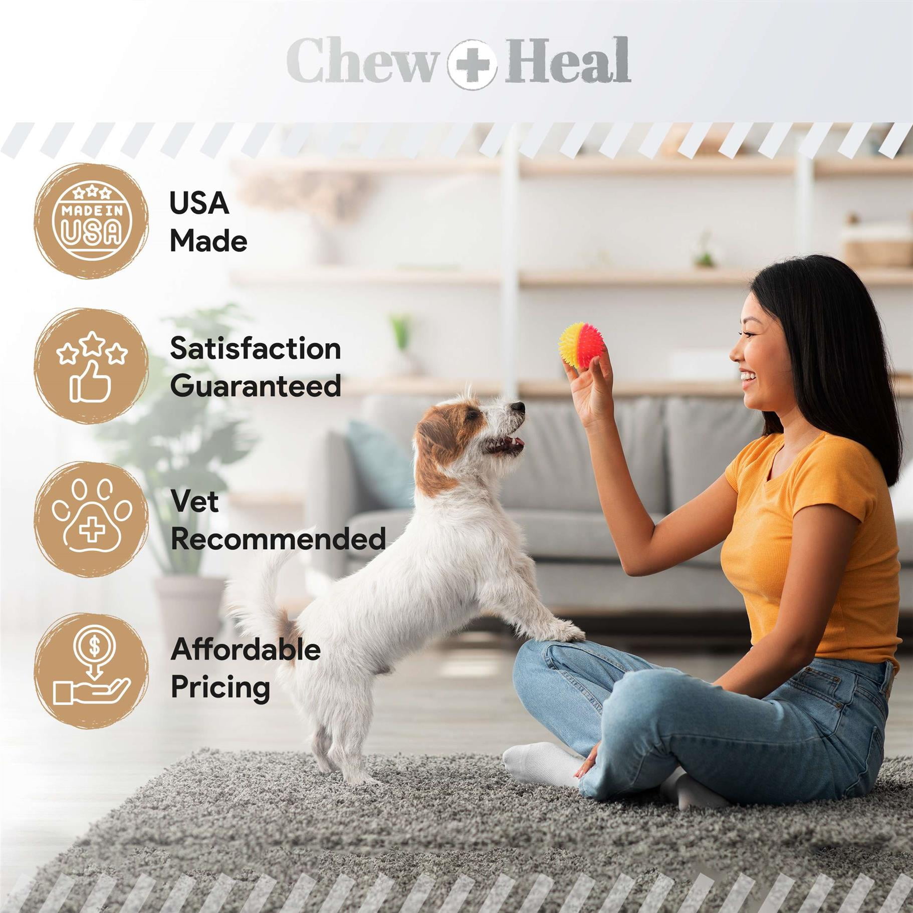 Chew + Heal Stop The Poo Chew Coprophagia Treatment For Dogs - 120 Soft, Bad Breath Aid - Peanut Butter Flavor