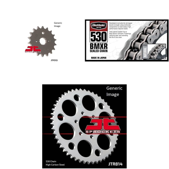 BIKEMASTER 530 BMXR Sealed Chain Natural, JT Front & Rear Sprocket Kit for Street SUZUKI GS550E (Spoke wheel) 1980