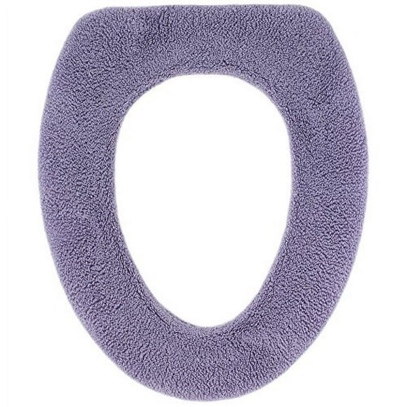Warm-n-Comfy Housse de Siège de Toilette Douce - Tissu Épais et Moelleux Chauffe-Siège pour Sièges de Toilette Ronds et Allongés 14x18 Pouces - Réutilisable, Lavable en Machine, Installation Facile - Emballage Prêt à Offrir - Cendre Violet