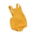 thumbnail image 2 of Yunliwuli Baby Cotton Linen Overalls Solid Color Sleeveless Square Neck Backless Romper for Boys Girls, 2 of 10