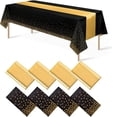 thumbnail image 1 of 1 Pack Plastic Table Cloth Cover + 1 Pack Satin Table Runner for Parties  Disposable Tablecloth for Rectangle Tables  Birthday Wedding Graduation Mather Valentine‘s Day Christmas Party Su, 1 of 8