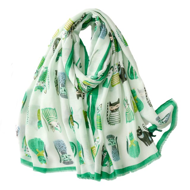 Bufanda ligera con estampado de gatitos lindos para mujer, bufanda cálida para invierno y otoño