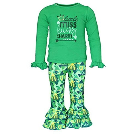 

Unique Baby Girls 2 Piece Little Miss Lucky St Patrick s Day Outfit (2t)