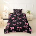 thumbnail image 2 of spefrowx Pink Leopard Print Bow Twin Duvet Cover for Girls, Fashion Wildlife Print Twin Bedding, Black Reversible, 2-Piece, 1 Duvet Cover and 1 Pillowcase, 2 of 6