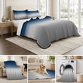 thumbnail image 2 of King Quilt Set 96''x106'', Navy Blue Gray Ombre Lightweight Summer Bedspread Coverlet Set with 2 Pillow Shams, Modern Gradient Abstract Art Breathable All Season Quilt Bedding for Bedroom/Guest Room, 2 of 4