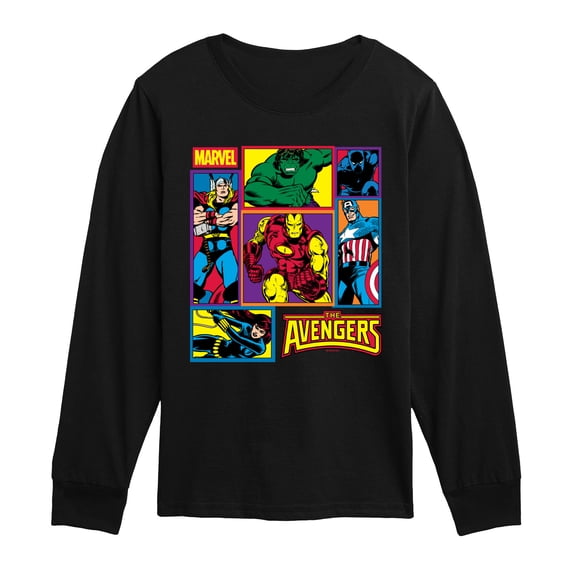 Avengers - Grid - Youth Boys Long Sleeve Graphic T-Shirt