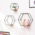 thumbnail image 6 of GadgetVLot Corner Floating Hexagonal Shelf Mini Equipped With Seamless Nails Gold 6.6*5.7*3.7Inch Wrought Iron Bracket, 6 of 14