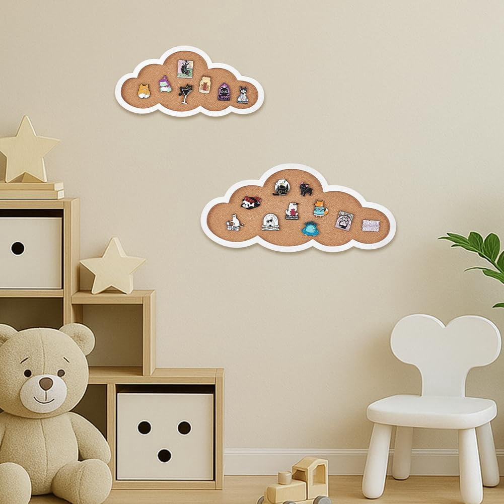2 Pcs Pin Display Cork Tray 2 Styles Cloud Shape Wall Mounted Brooch Board Bulletin Display Board