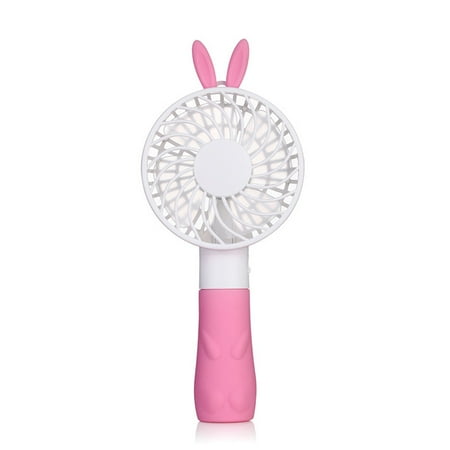 Cute Portable Round Shape USB Mini Fan with Handle Pink