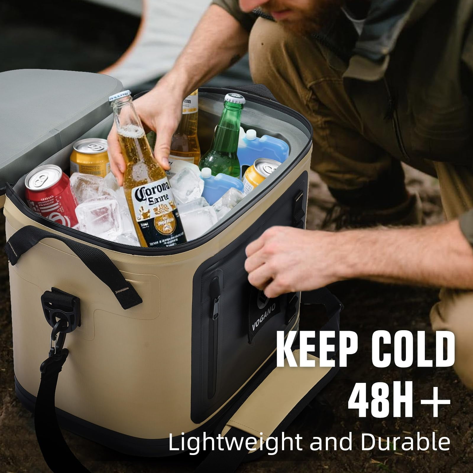28 Can Soft Cooler, Insulated Leak-Proof with Waterproof Zipper, Portable Ice Chest for Camping, Beach, Travel, Picnic, Fishing