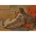 thumbnail image 2 of John Frederick Herring Snr. 14x11 Black Ornate Wood Framed Double Matted Museum Art Print Titled: A Hound and a Bearded Collie Seated on a Hunting Coat (1855), 2 of 5