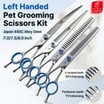thumbnail image 2 of Fenice Professional 7.0/7.5/8 Inch JP440C Steel Left Hand Shears Blue Diamond Double Tail Nail Scissors Set for Pet Dog Grooming, 2 of 9