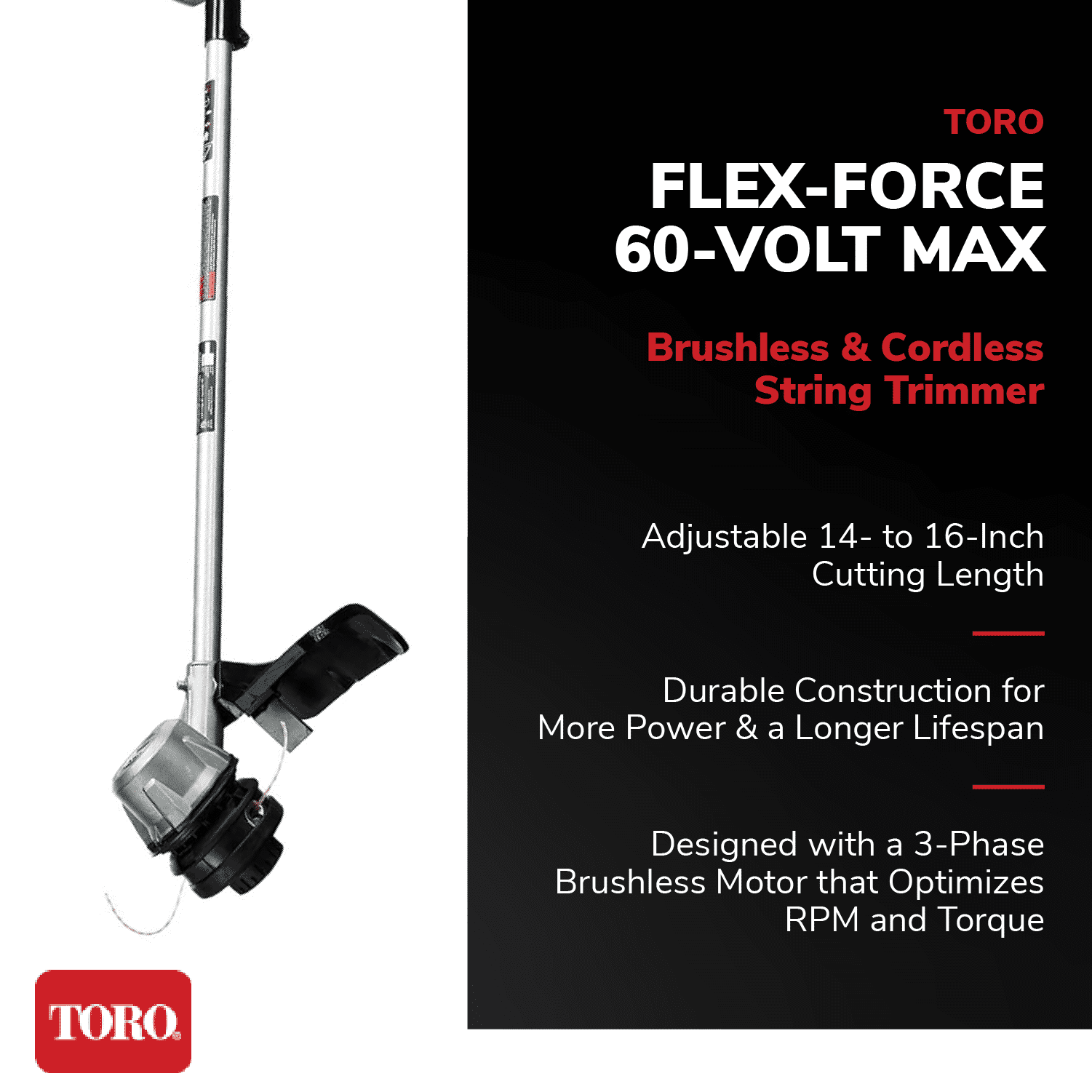 Toro Flex Force 60V Lithium-Ion Brushless Cordless 14/16'' String Trimmer