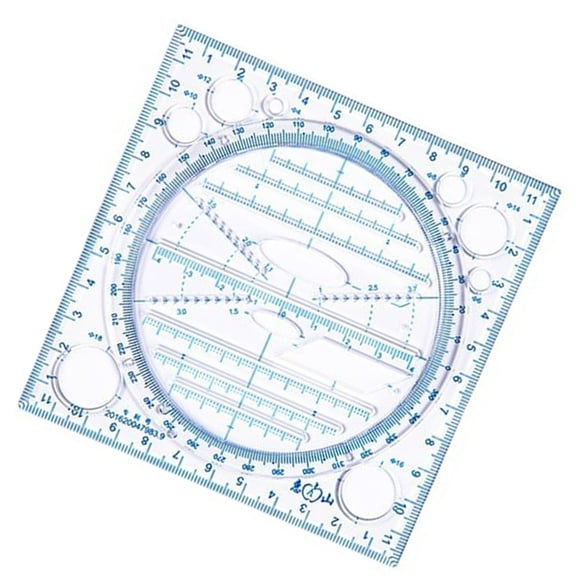 Rotatable Ruler Geometric Ruler Mathematics Measuring Tool Multifunctional Draft Rulers Circular Drawing Template Ruler
