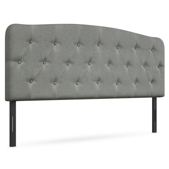 Costway Full Size Upholstered Headboard Only Adjust Button Tufted Faux Linen Light Grey