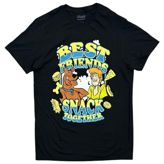 Scooby Doo & Shaggy Men's T-Shirt Best Friends Snack Together Short Sleeve Tee (Medium, Black)