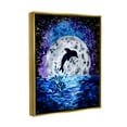 thumbnail image 4 of Stupell Industries Dolphin Full Moon Splash Animals & Insects Painting Gold Floater Framed Art Print Wall Art, 17 x 21, 4 of 10