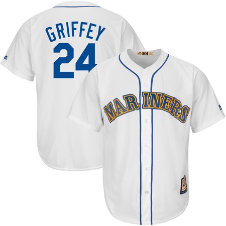 Ken Griffey Jr Shoes Black White Ken Griffey Jr. Seattle Mariners Majestic Big & Tall Cooperstown Logo Cool Base Player Jersey - White ()
