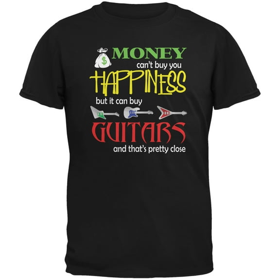 Old Glory Mens Money Happiness Guitars Funny Short Sleeve Graphic T Shirt
