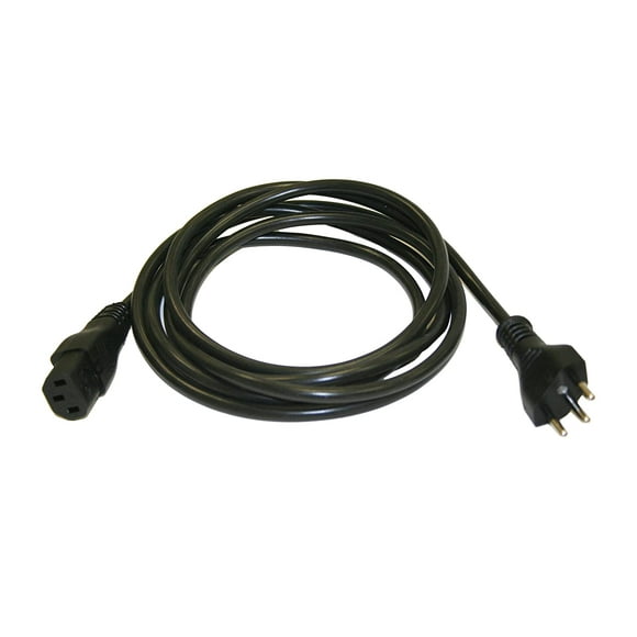 Interpower 86286110 Brazil Cord Set, NBR 14136 Plug Type, IEC 60320 C13 Connector Type, Black Plug Color, Black Cable