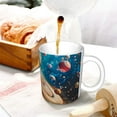thumbnail image 3 of Yiaed Colorful Planet Universe Print Ceramics Coffee,Large Handle Design,Extra Large Tea and Coffee Cup for Office and Home Mugs, 3 of 6
