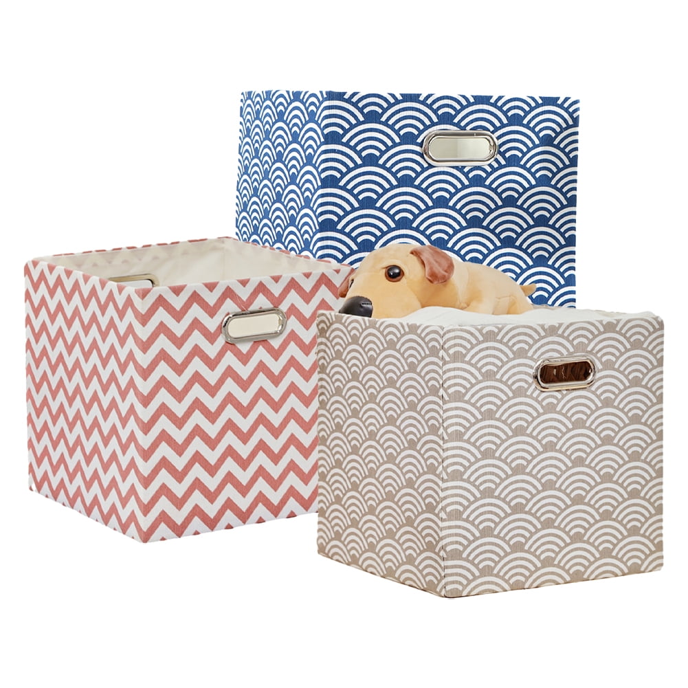 KYAIGUO 12x12x12inch Storage Bins Sailcloth Storage Baskets Can Be Folded for Storage, Does Not Take up Space, Convenient to Carry Canvas Material, Wear-Resistant and Scratch-Resistant, No Color Loss